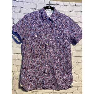Paper Denim & Cloth Men's Short Sleeve Button Up Shirt Size M Purple Red